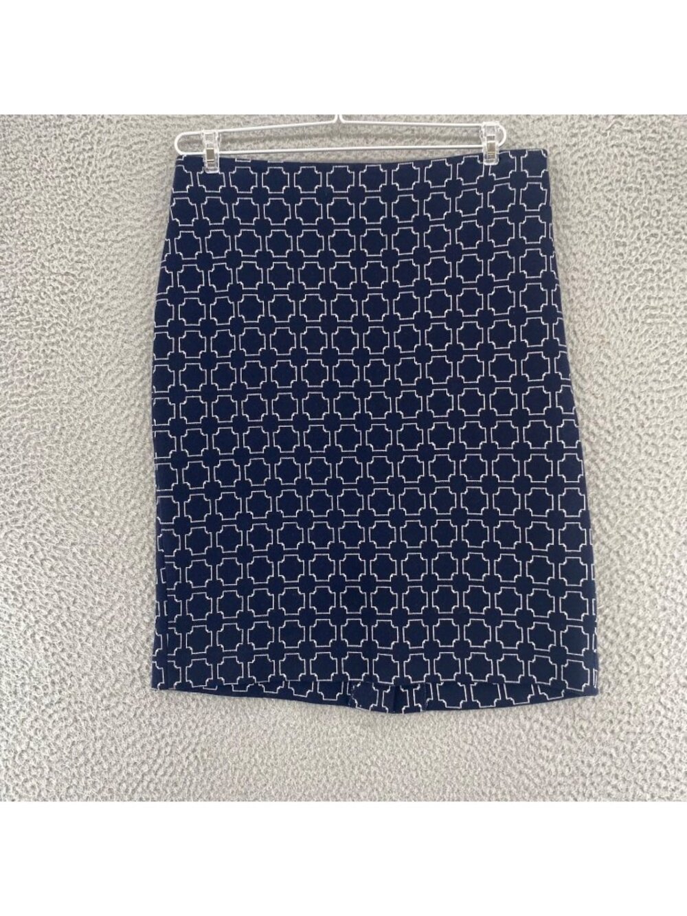Talbots Skirt Womens 6 Navy Pattern Above The Knee Straight Pencil Stretch Work